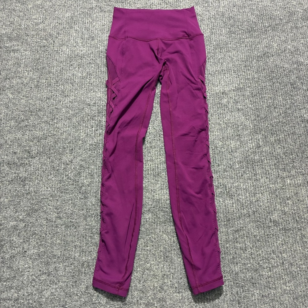 Lululemon Womens Leggings W20" Purple Crisscross Side Detail Athleisure Mid Rise